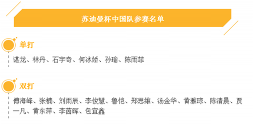 國(guó)羽蘇杯19人名單曝光 林丹諶龍領(lǐng)銜李雪芮缺席