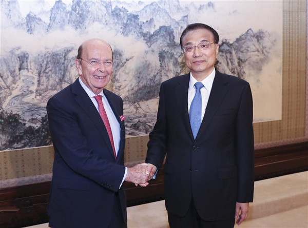 李克強(qiáng)會見美國商務(wù)部長羅斯