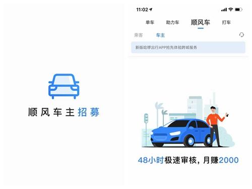 哈啰出行在部分城市試點(diǎn)順風(fēng)車業(yè)務(wù)。截圖