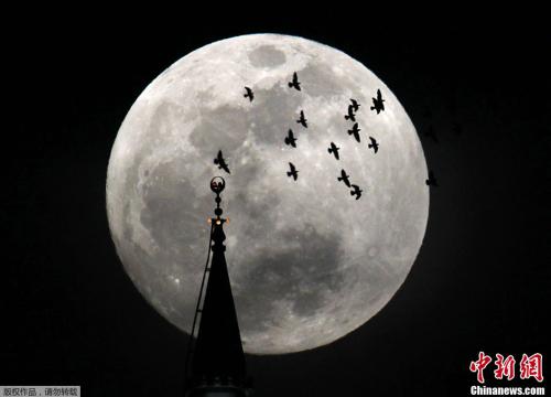 資料圖：2012年5月5日晚，一輪圓月在空中出現(xiàn)。