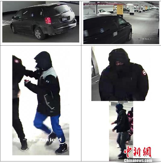 警方公布的現(xiàn)場監(jiān)控視頻顯示的嫌犯及作案所用車輛畫面。 余瑞冬 攝