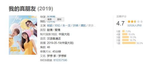 《我的真朋友》評分。豆瓣截圖