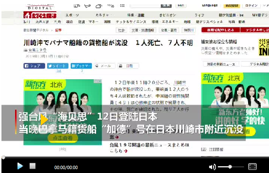 一貨船臺風天在日本近海沉沒 5名中國籍船員遇難