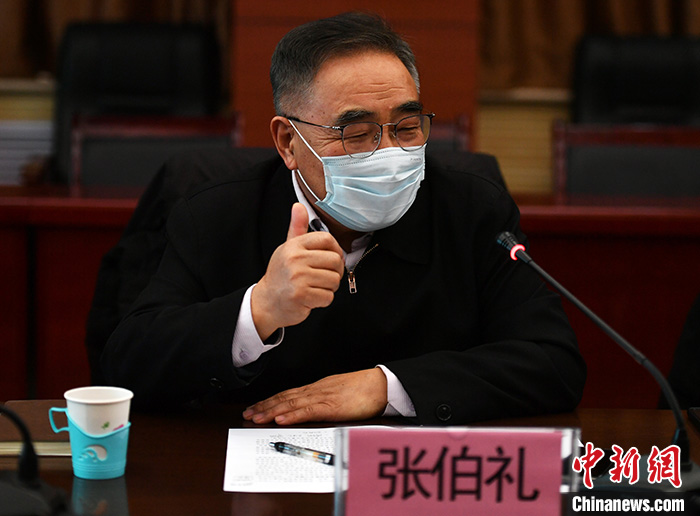 張伯禮發(fā)言。<a target='_blank' >中新社</a>記者 翟羽佳 攝