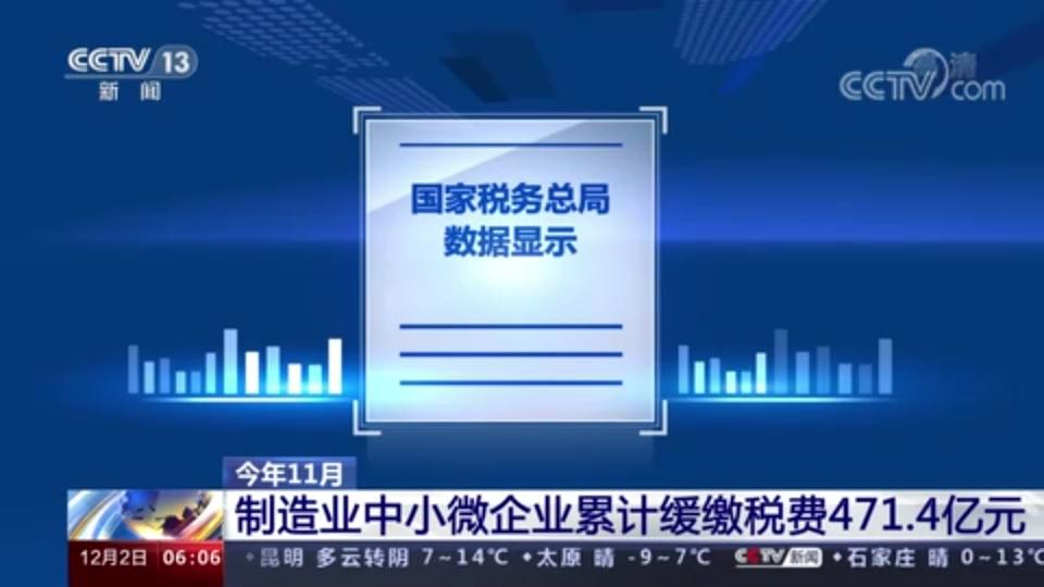 政策實(shí)施首月 中小微企業(yè)緩繳稅費(fèi)471.4億元