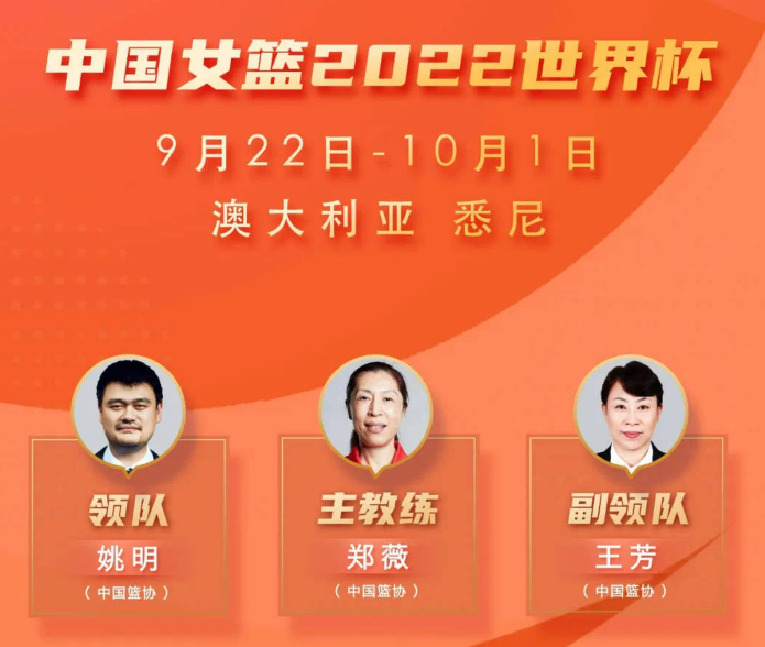 中國女籃公布世界杯12人名單，附小組賽賽程