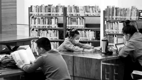 圖書館里讀者樂享書香假日