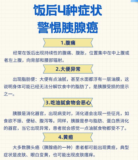健康中國｜飯后4種癥狀，警惕胰腺癌
