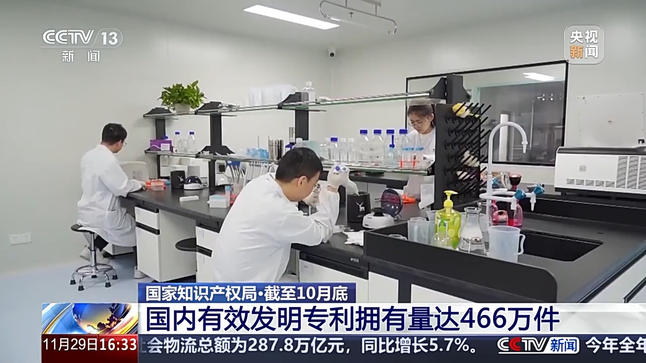 國內(nèi)有效發(fā)明專利擁有量達(dá)466萬件