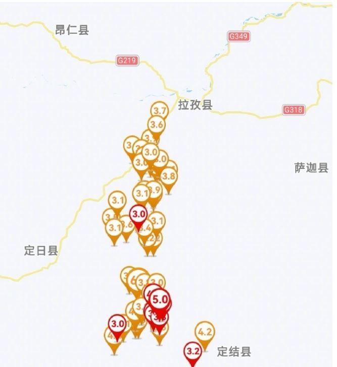 西藏定日6.8級(jí)地震已監(jiān)測(cè)到余震3614次，最大余震5.0級(jí)
